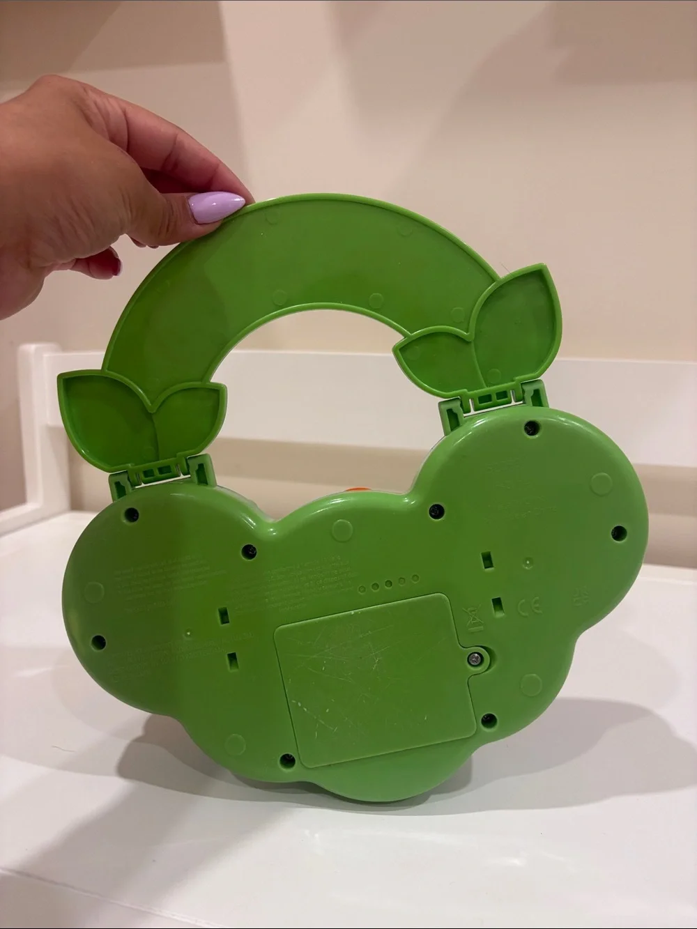 Toddler Jungle Drum Toy – Green Handle with Red, Yellow & Blue Pads